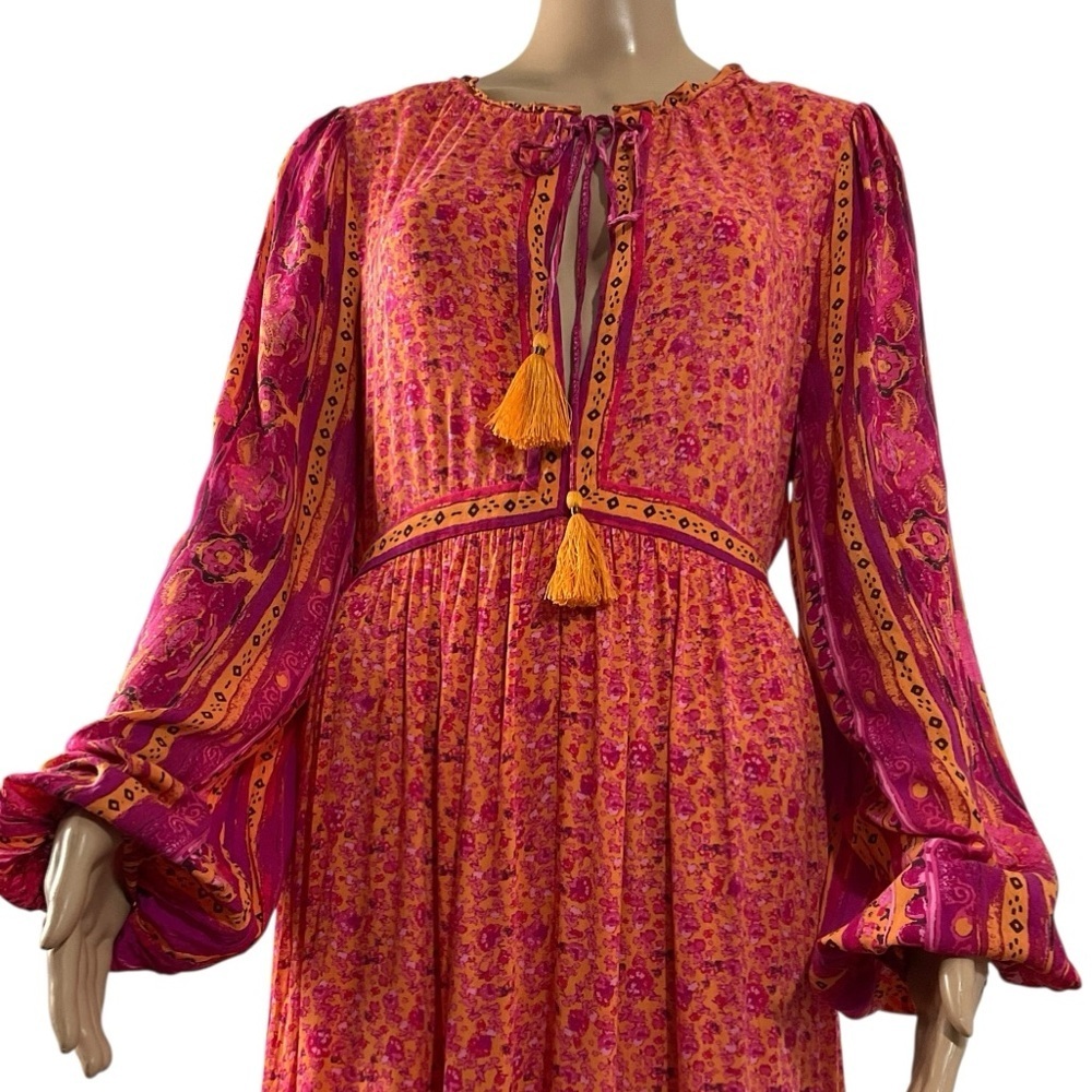 Free People Happy Feelings Maxi Dress Pink Orange Boho Floral Size size Large - Picture 6 of 15
